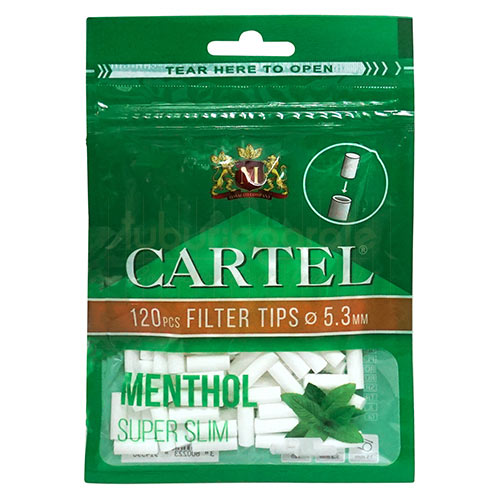 Plic cu 120 de filtre pentru rulat tigari cu aroma de menta Cartel Menthol Extra Slim